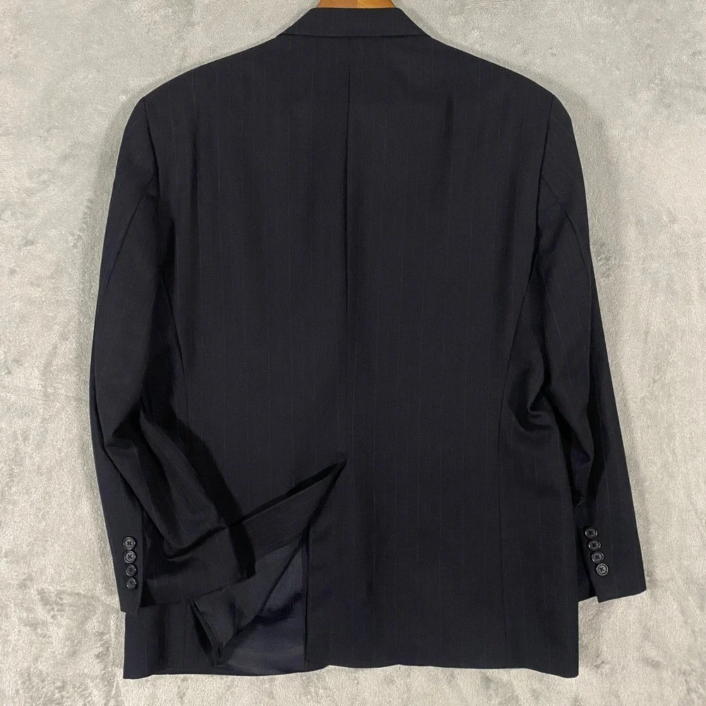 Chaps Ralph Lauren Blazer Mens 40S Navy Blue Pinstripe Wool‎ Cashmere 2-Button